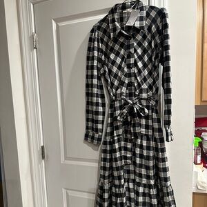 Black and White Plaid Shirt Dress